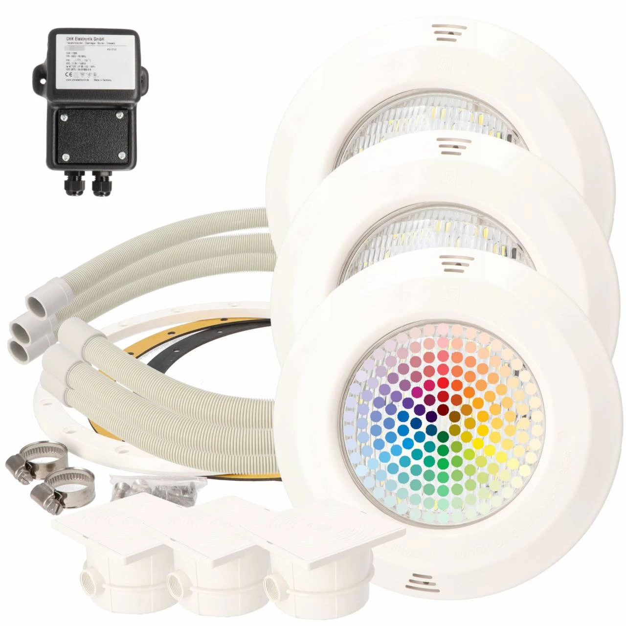 OKU Unterwasserscheinwerfer - 30W LED RGB - Inkl. Sicherheitstrafo - SET 3 3 OKU Unterwasserscheinwerfer - 30W LED RGB - Inkl. Sicherheitstrafo - SET 3