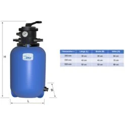 Sandfilterbehälter Bali Aus Polypropylen - 400mm -Pool-Chlor-Shop sandfilterbehaelter bali oku zeichnung 1 1280x1280