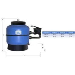 Sandfilterbehälter Grenada Aus Polypropylen - 500mm -Pool-Chlor-Shop sandfilterbehaelter grenada oku zeichnung 1280x1280